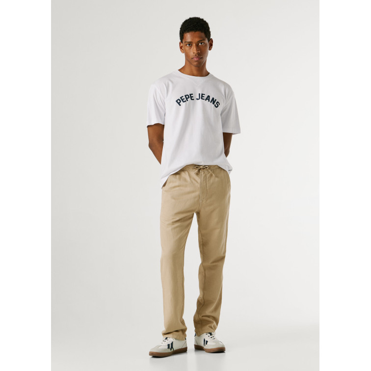 pantalon homme  pepe jeans pull on comfort chino linen