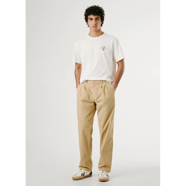 pantalon homme  pepe jeans relaxed pleated poplin pant