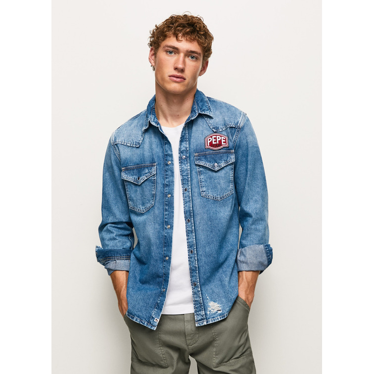 chemise homme  pepe jeans noah retro