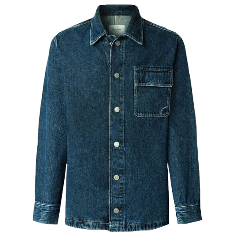 chemise homme  pepe jeans otto overshirt petrol blue