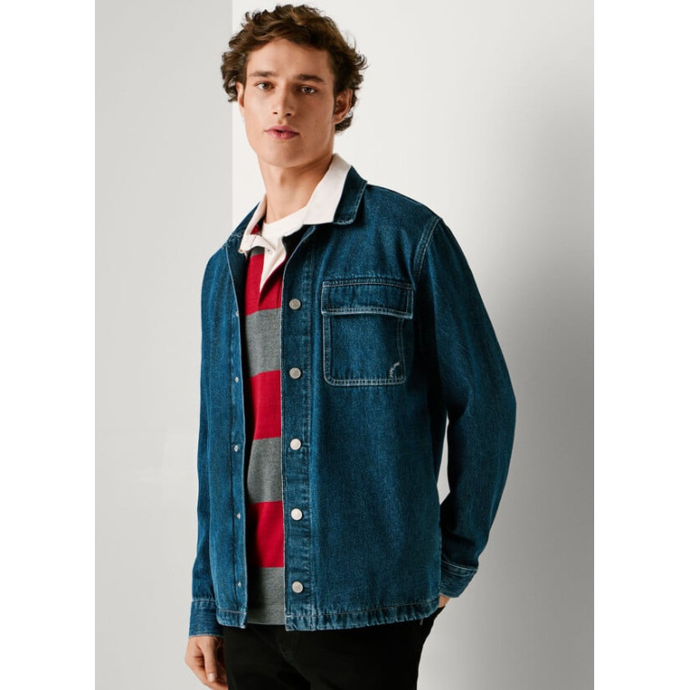 chemise homme  pepe jeans otto overshirt petrol blue