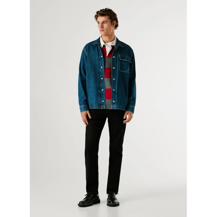 chemise homme  pepe jeans otto overshirt petrol blue