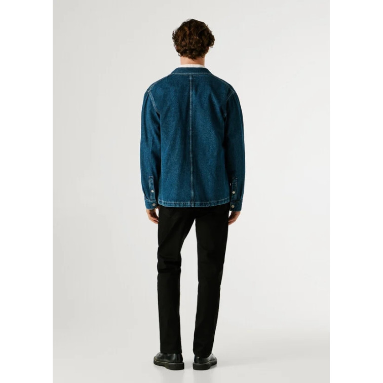 chemise homme  pepe jeans otto overshirt petrol blue