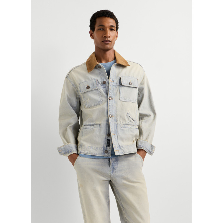 maillot homme  pepe jeans walt worker jacket tint grey
