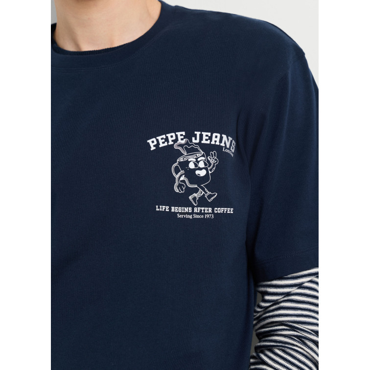 t-shirt homme  pepe jeans coffeet tee