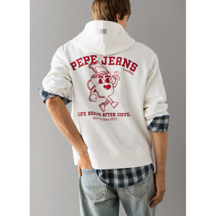 sweat-shirt homme  pepe jeans coffeet hoodie