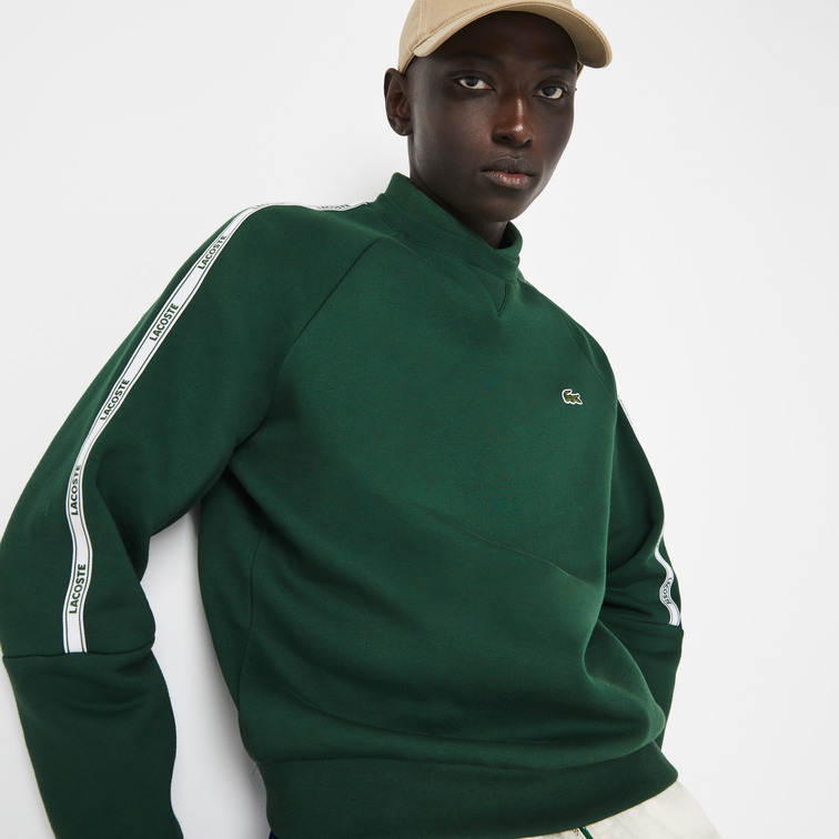 sweatshirt à col rond en molleton de coton homme lacoste