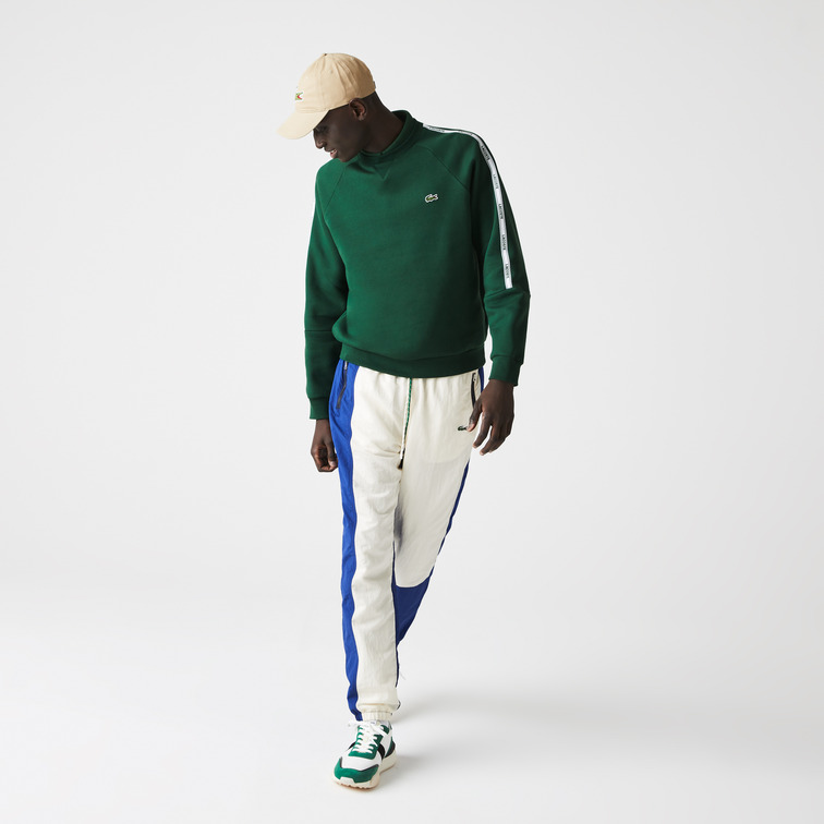 sweatshirt à col rond en molleton de coton homme lacoste