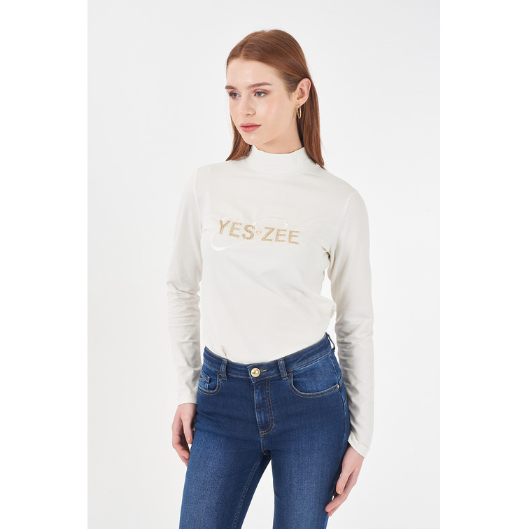 t-shirt femme  yes zee t-shirt donna lupetto, m/l