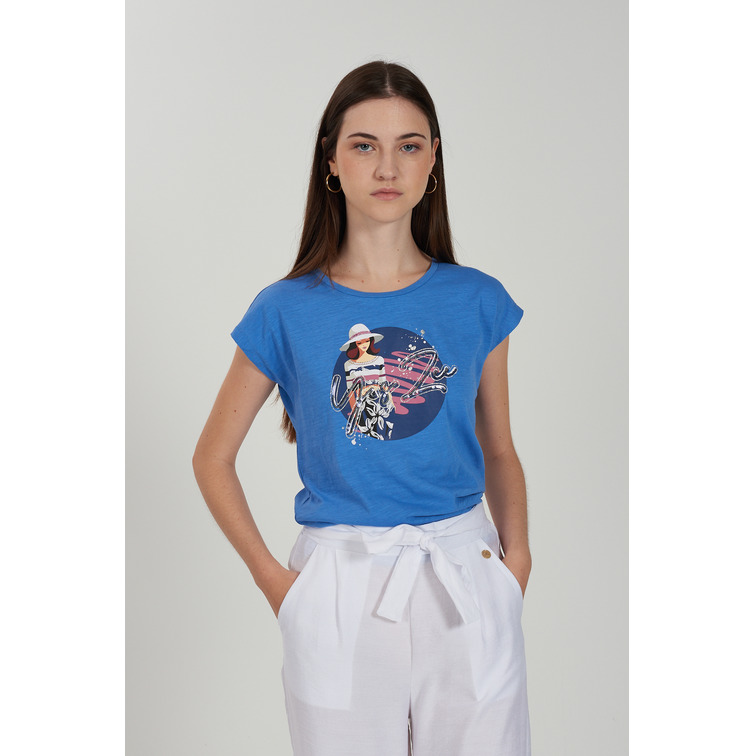 t-shirt femme  yes zee t-shirt donna mordiba, girocol