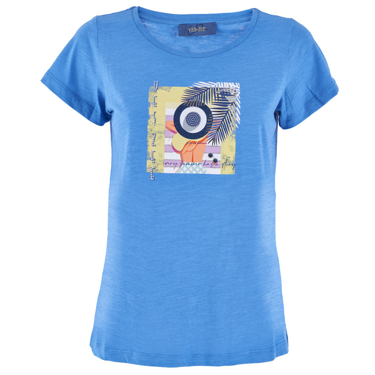 t-shirt femme  yes zee t-shirt donna scollo a madonna