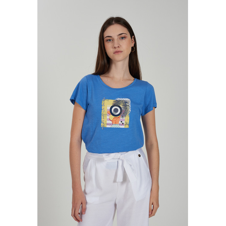 t-shirt femme  yes zee t-shirt donna scollo a madonna