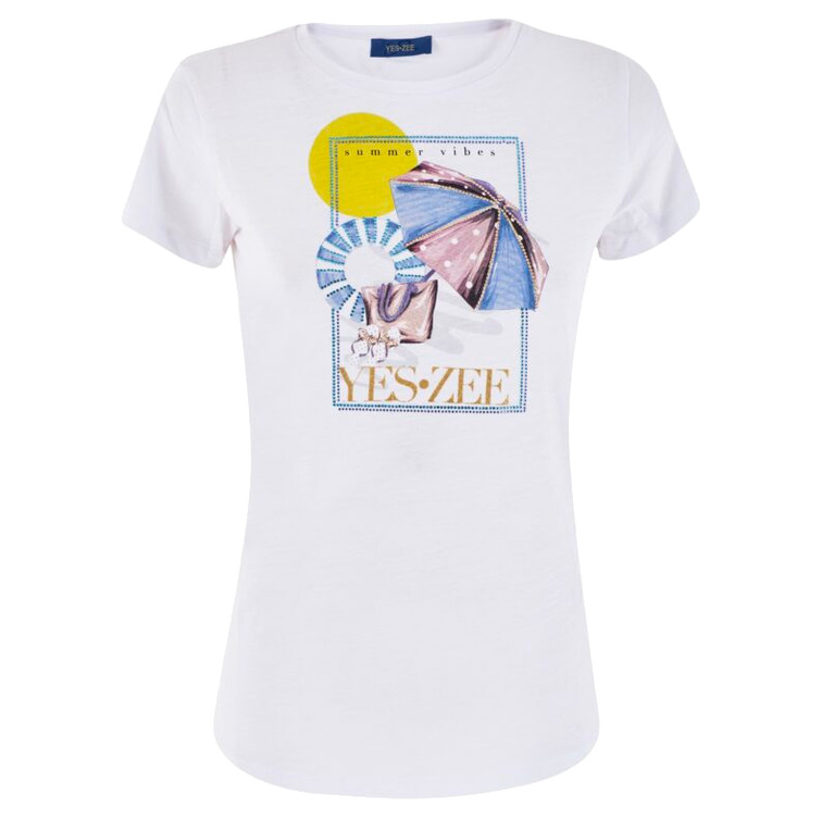 t-shirt femme  yes zee t-shirt donna girocollo, m/c