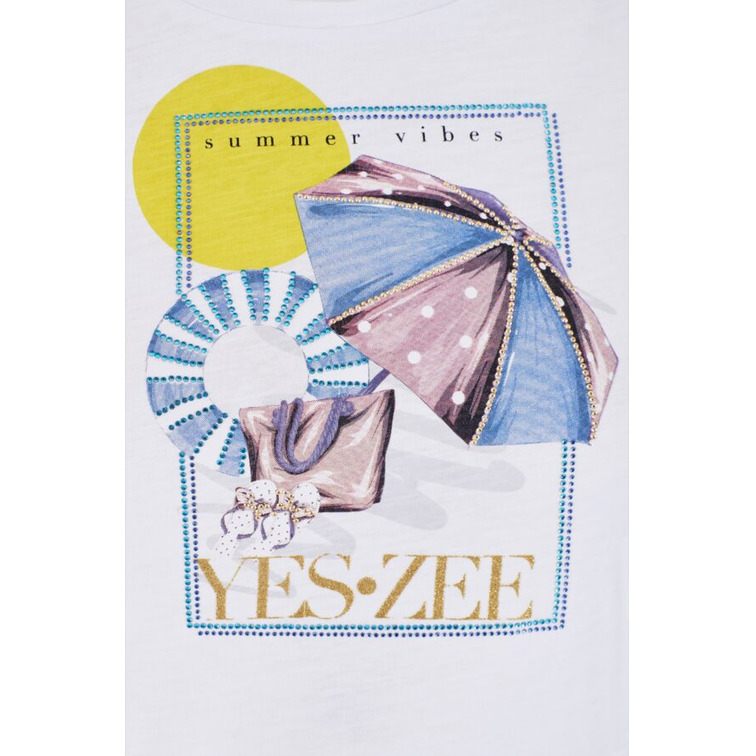t-shirt femme  yes zee t-shirt donna girocollo, m/c