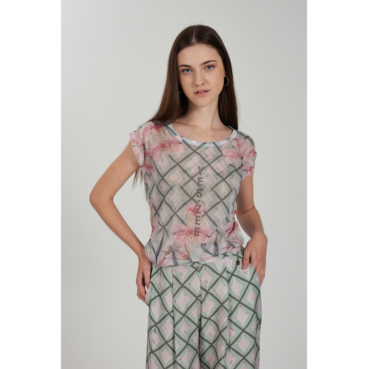 t-shirt femme  yes zee t-shirt donna smanicata, stamp