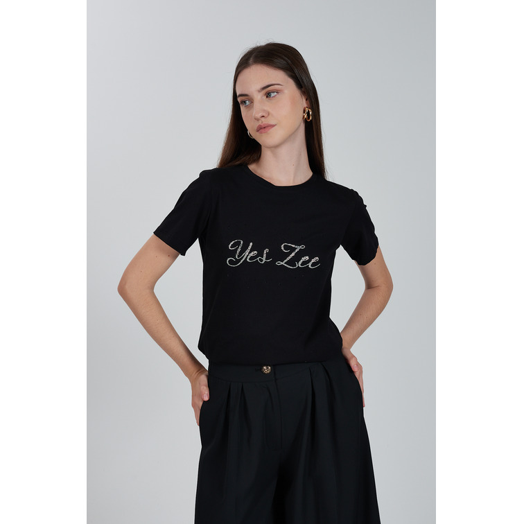 t-shirt femme  yes zee t-shirt donna corta, girocollo