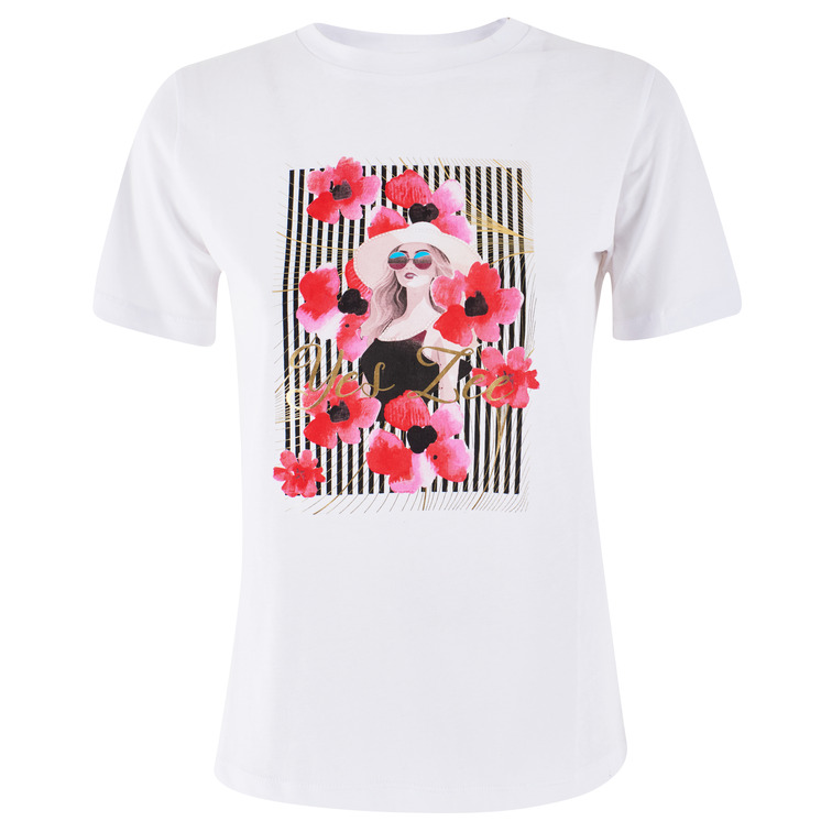 t-shirt femme  yes zee t-shirt donna corta, girocollo