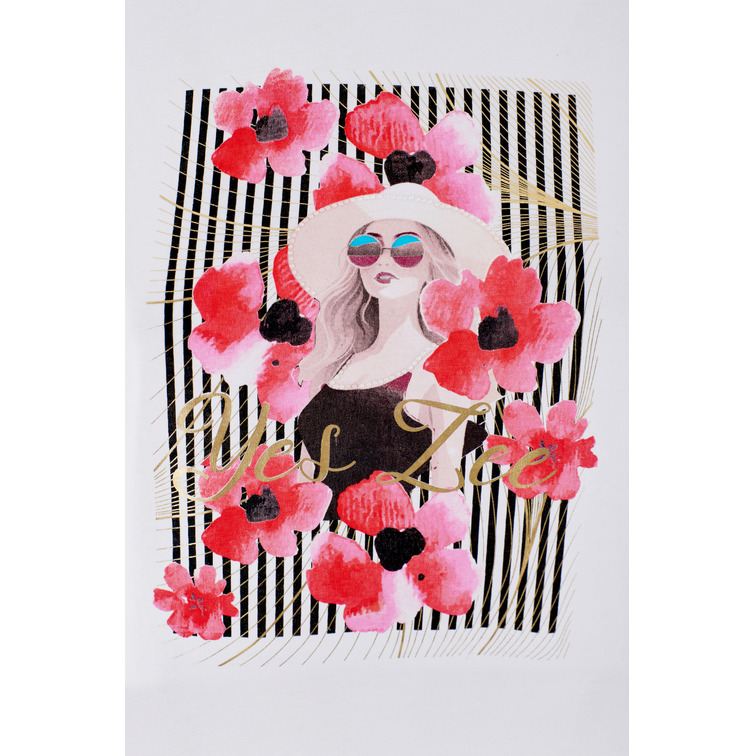 t-shirt femme  yes zee t-shirt donna corta, girocollo