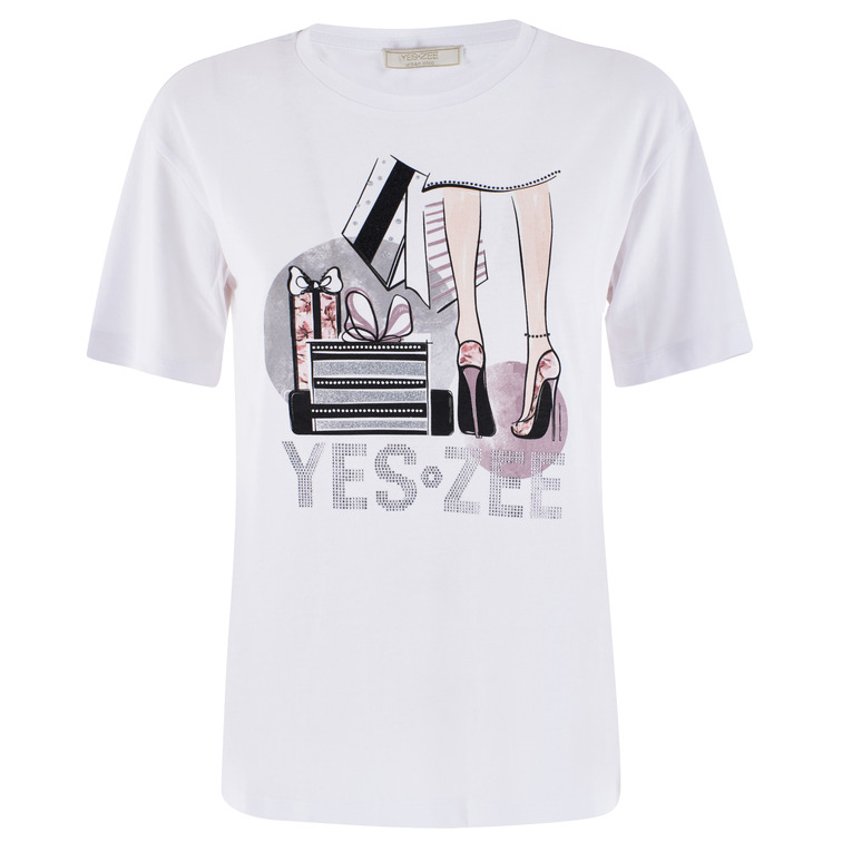 t-shirt femme  yes zee t-shirt donna girocollo, m/c