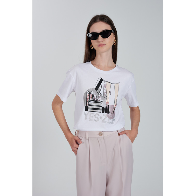 t-shirt femme  yes zee t-shirt donna girocollo, m/c