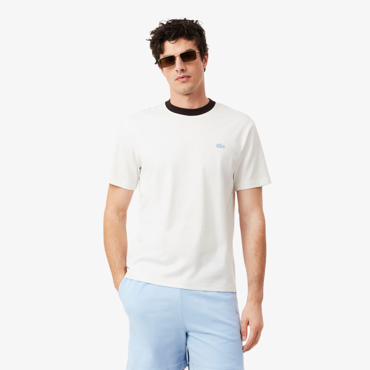 t-shirt homme  lacoste tee-shirts col rond homme adul