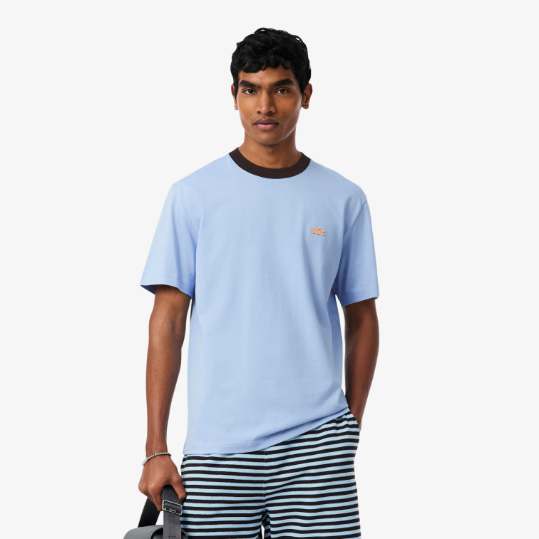 t-shirt homme  lacoste tee-shirts col rond homme adul