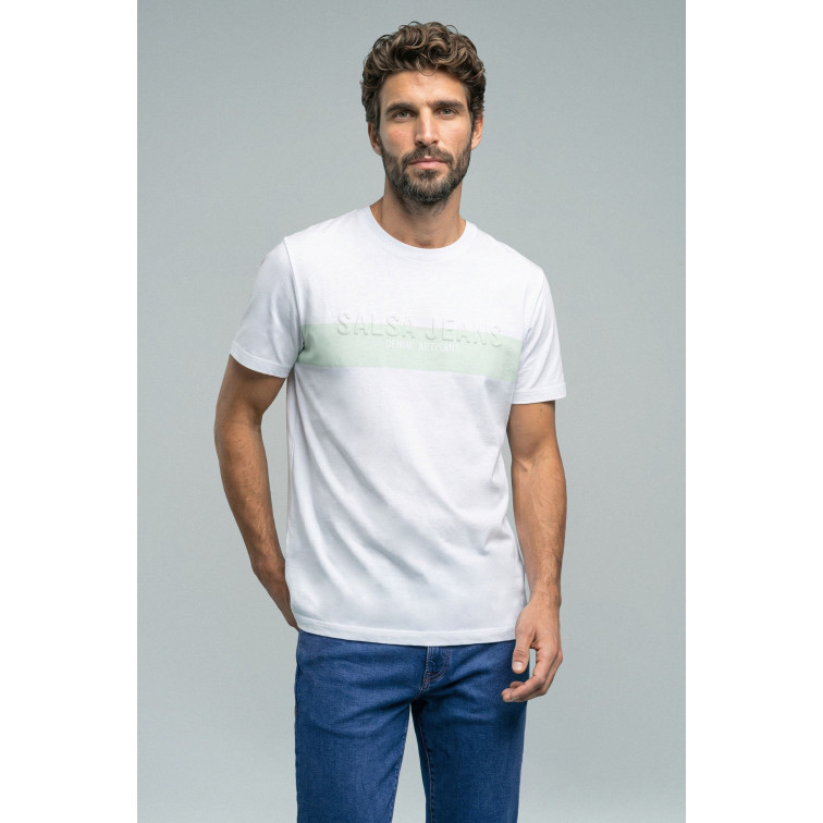 t-shirt homme  salsa jeans t-shirt slim fit branding colo