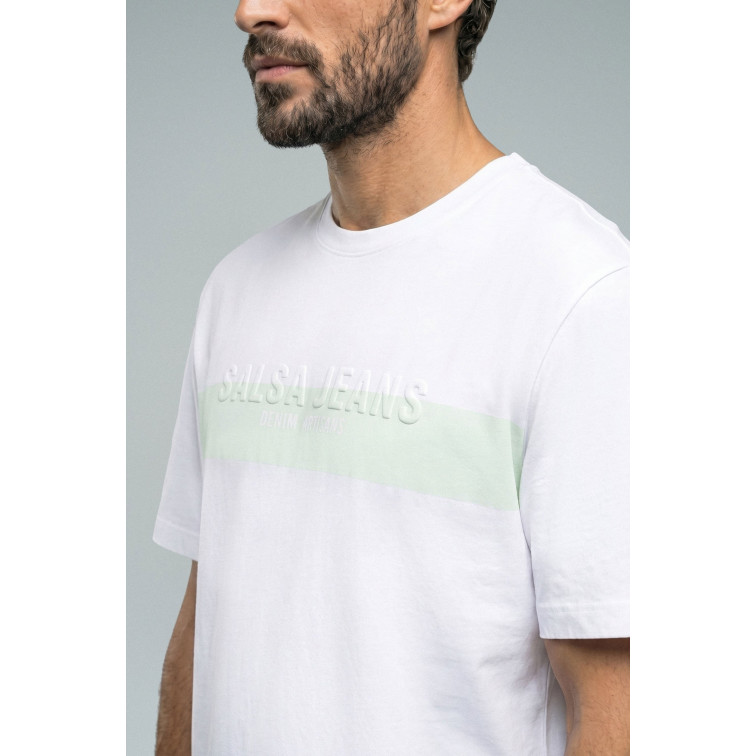 t-shirt homme  salsa jeans t-shirt slim fit branding colo