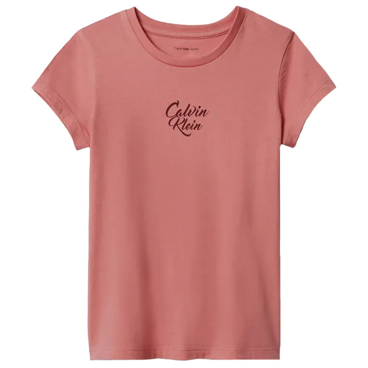 t-shirt fille  calvin klein script logo graphic ss t-shirt
