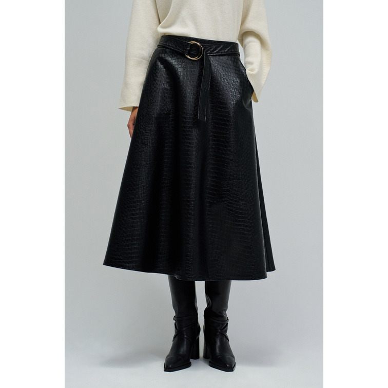 robe femme  salsa jeans faux leather midi skirt with b