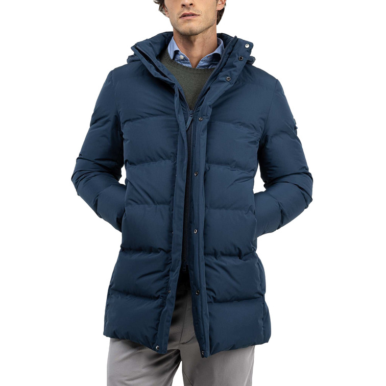 cazadora homme  el ganso manteau plumas largo azul