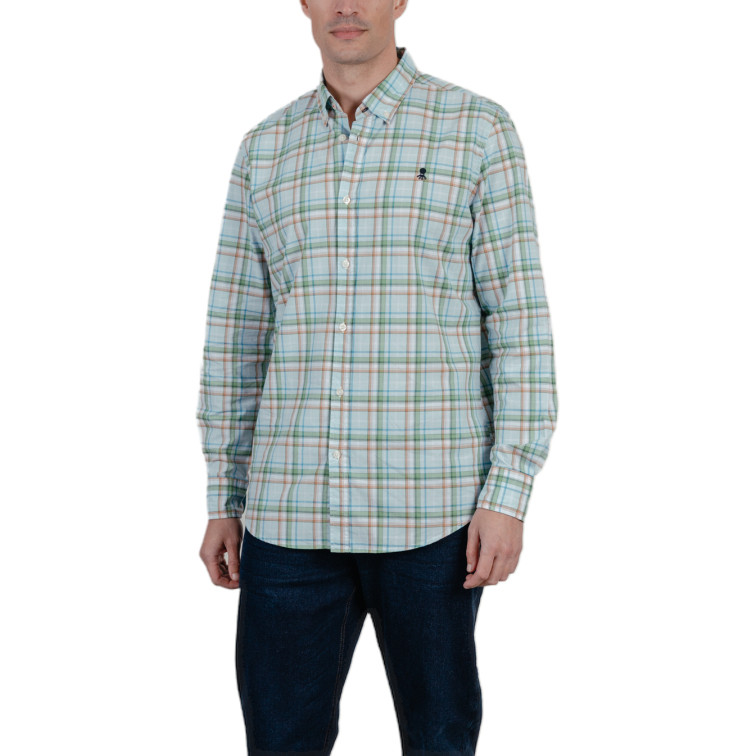 homme chemise popelin cuadros verde