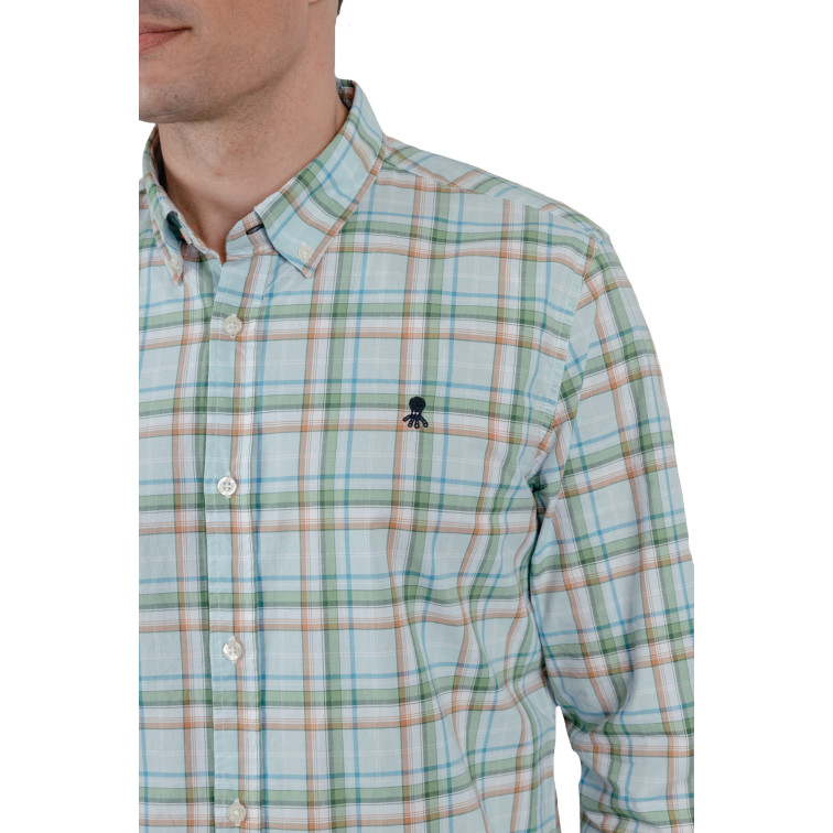 homme chemise popelin cuadros verde
