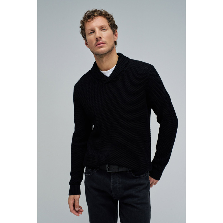 maillot homme  salsa jeans heavy knit sweater with shawl