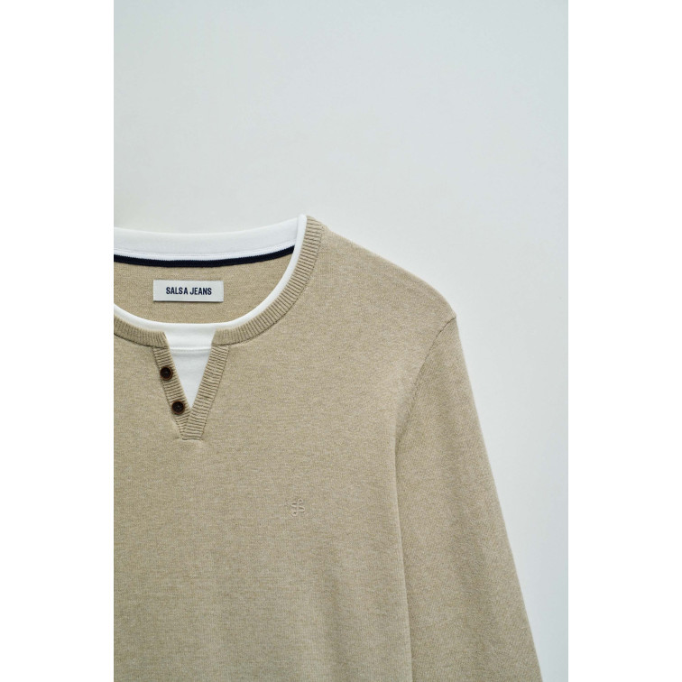 homme knit henley w/ collar maillot d 003