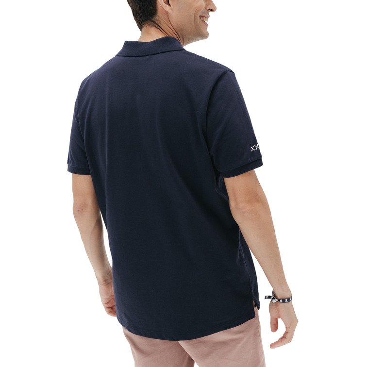 homme pôle lavado bordado a contrast azul mar