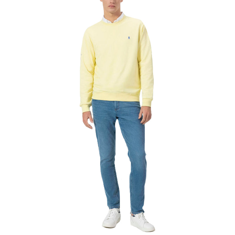 homme sweat-shirt básica bordado a cont amarillo