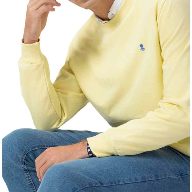 homme sweat-shirt básica bordado a cont amarillo