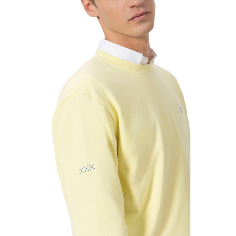 homme sweat-shirt básica bordado a cont amarillo