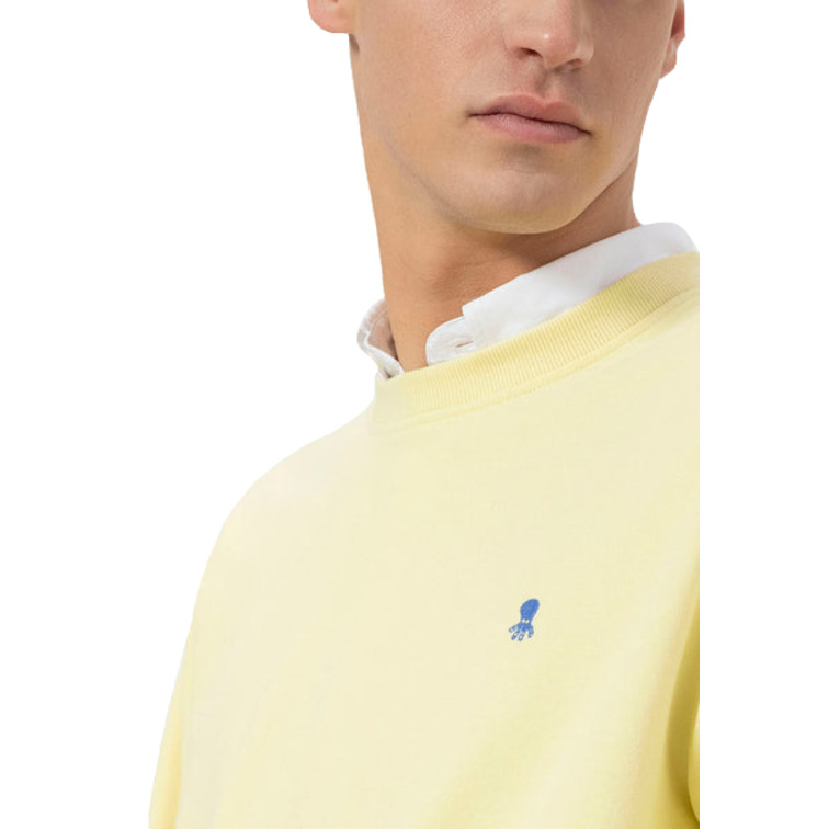 homme sweat-shirt básica bordado a cont amarillo
