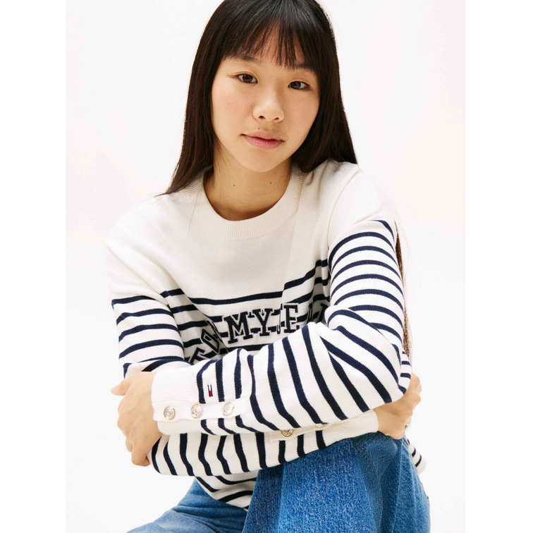 femme tjw stripe varsity sweater ybh