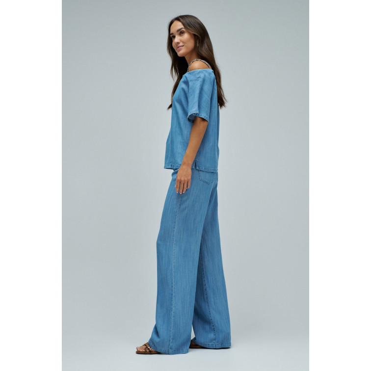 chemise femme  salsa jeans blouse w/ shoulder chain detai