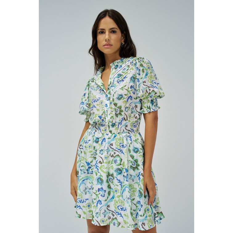 robe femme  salsa jeans dress with lace detail print