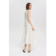 robe midi con rayas bordadas femme ESPRIT