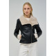 manteau femme  salsa jeans pu jacket with faux fur collar
