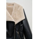 manteau femme  salsa jeans pu jacket with faux fur collar