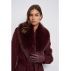 manteau femme  salsa jeans grace long wool coat with fur