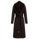 manteau femme  salsa jeans grace long wool coat with fur