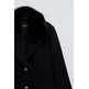 manteau femme salsa jeans wool coat with faux fur collar