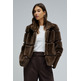 manteau femme salsa jeans faux fur coat with pu sections